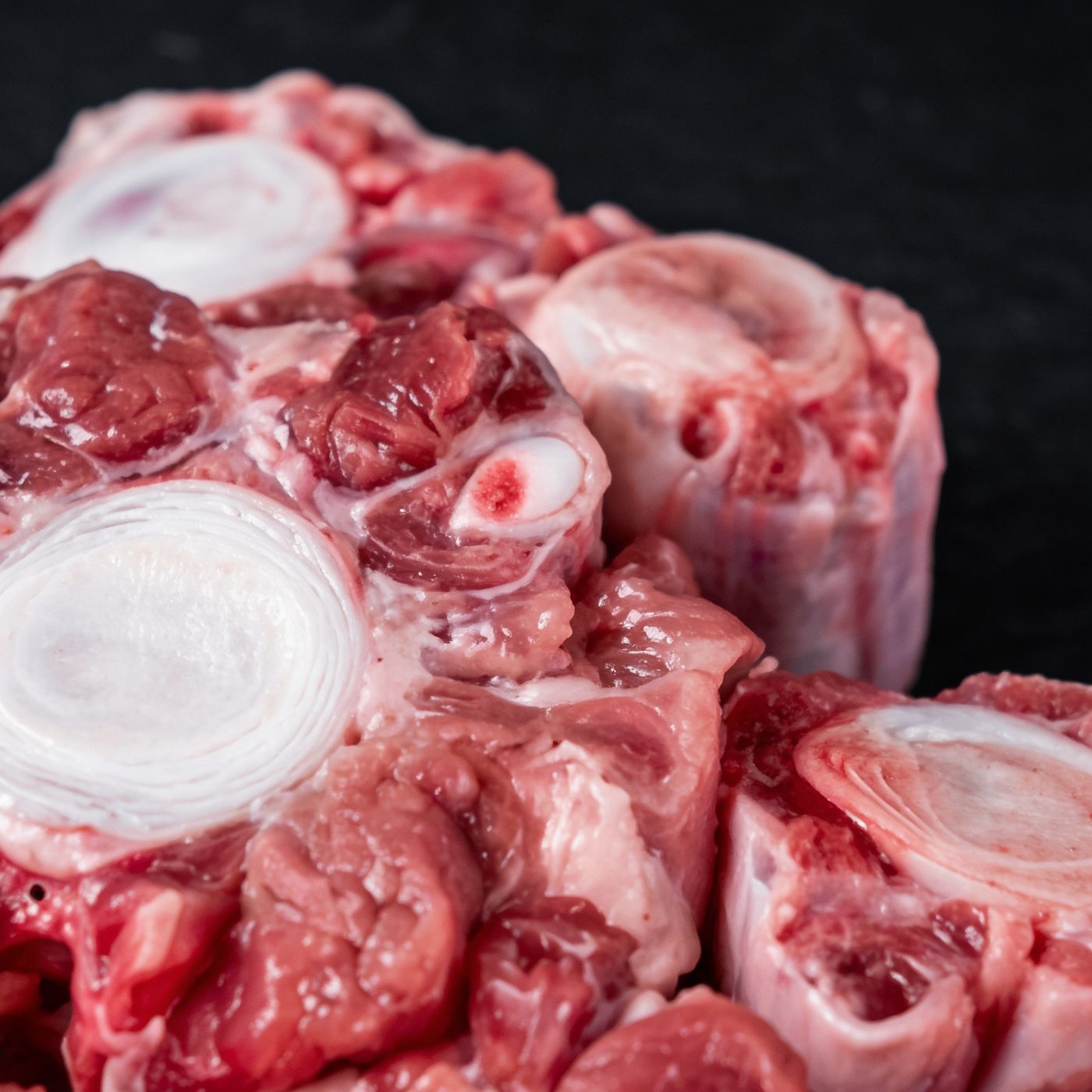 Close-up of halal beef marbling from UK supplier
