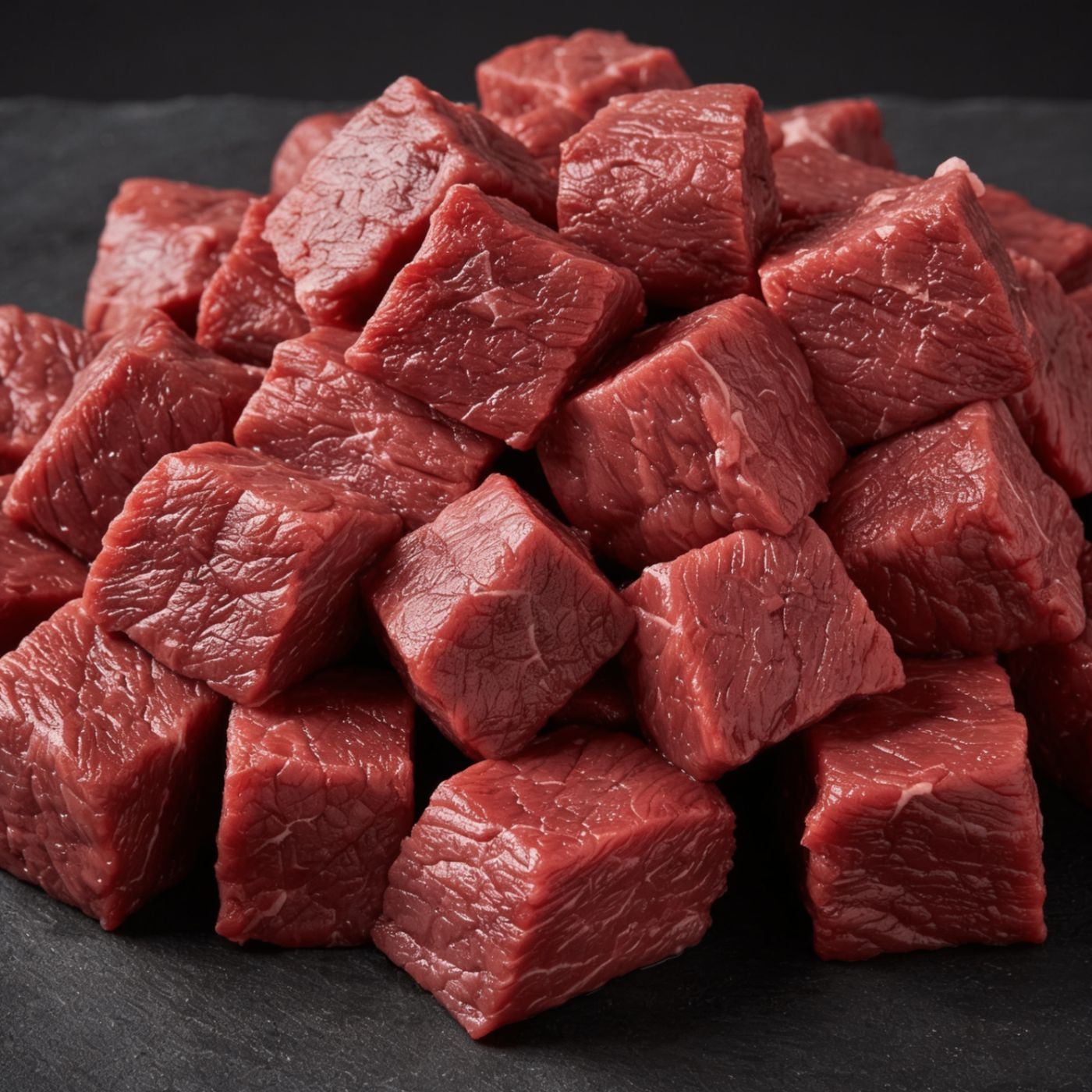 Close-up of halal beef marbling from UK supplier