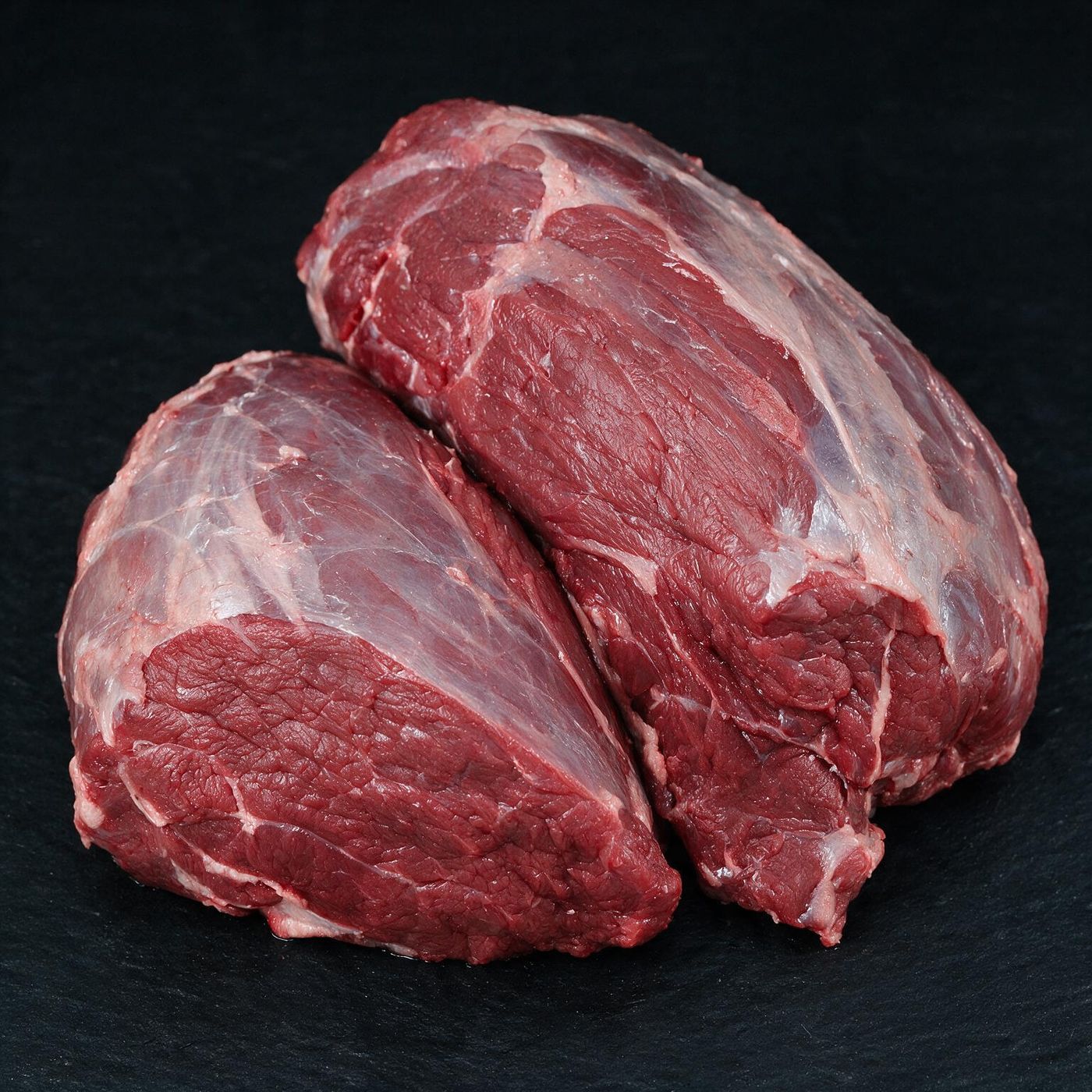 Black Angus Heel Muscle halal UK supplier on dark slate