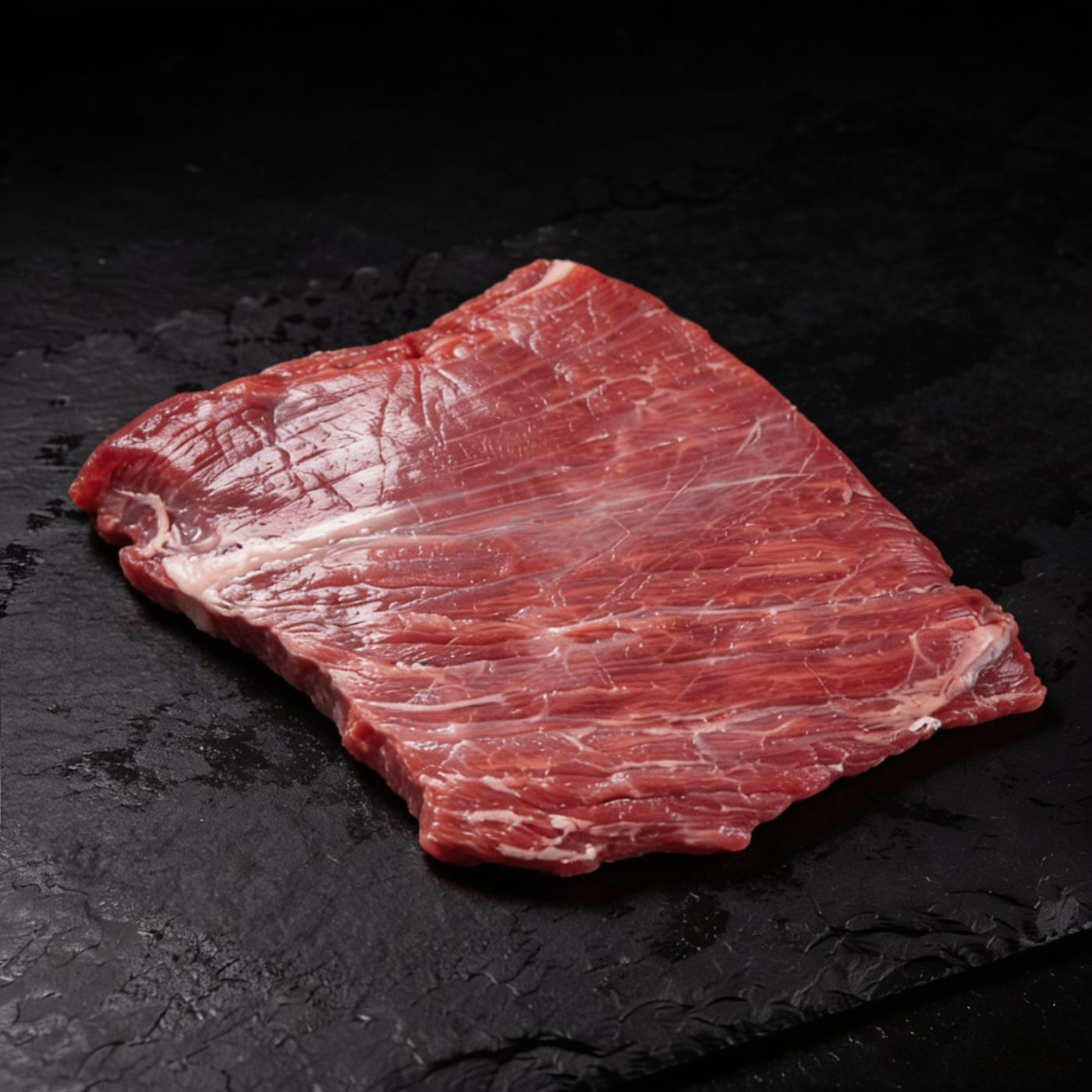Black Angus Flank Steak halal UK supplier on dark slate