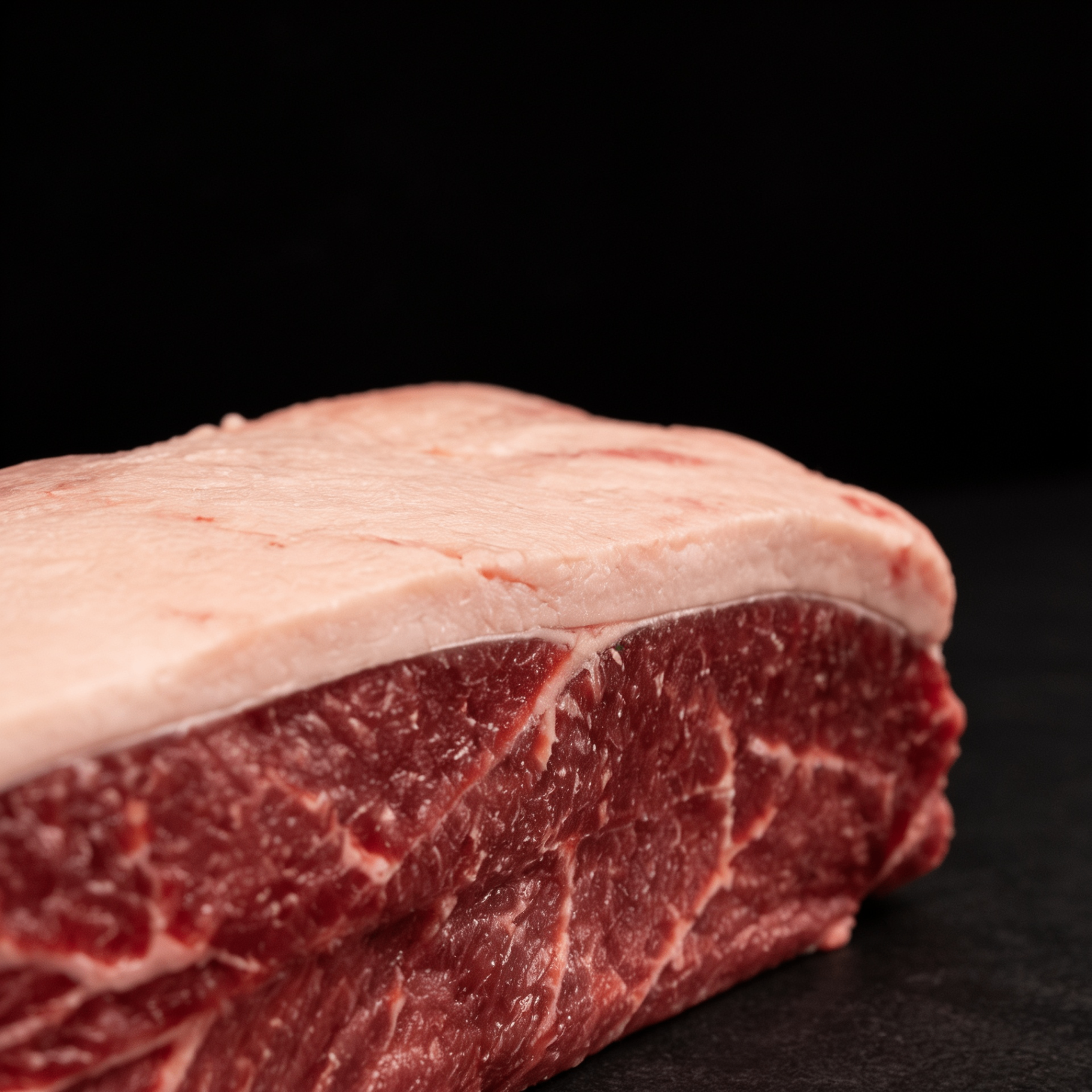 Close-up of halal beef marbling from UK supplier