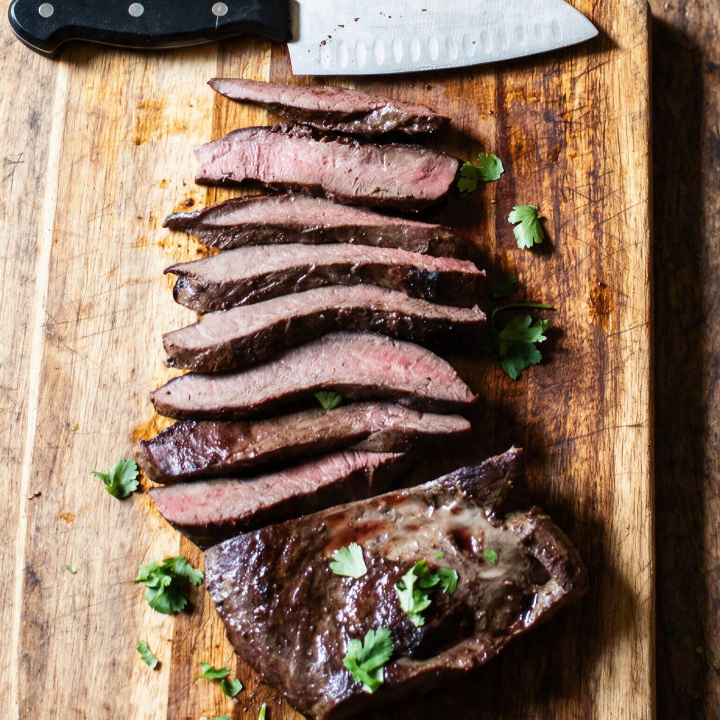 Grilled beef heart skewers (anticuchos) with chimichurri