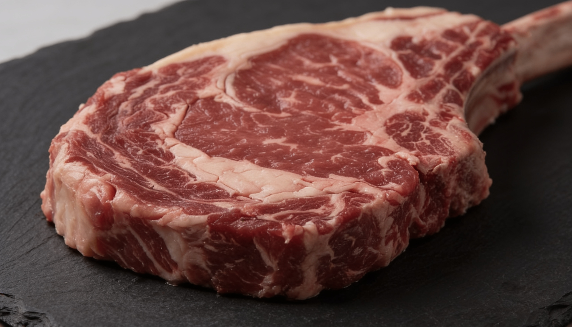 Close-up of halal beef marbling from UK supplier